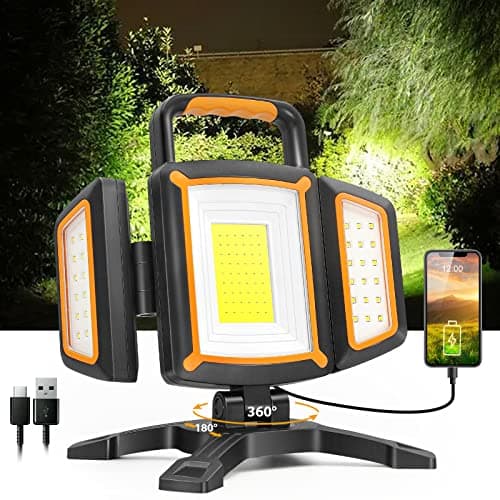 Image of SYLSTAR 30W Rechargeable Work Light, 3000 Lumen Magnetic Work Light Battery Powered, Waterproof Portable Cordless Job Site Lighting for Construction Site, Workshop, Garage, Camping, and Car Repairing