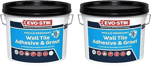 Image of Evo-Stik Tile a Wall Adhesive & Grout for Ceramic & Mosaic Tiles 1 Litre EVO416512,White (Pack of 2)