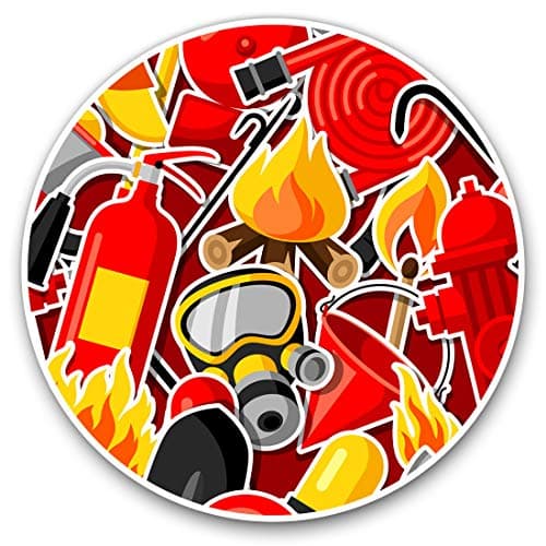 Image of Vinyl Stickers (Set of 2) 7.5cm - Firefighter Fireman Fire #14703