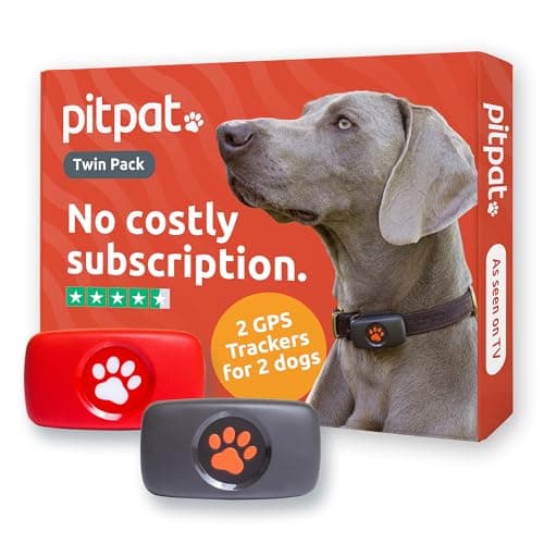 Image of PitPat GPS Tracker Twin Pack for 2 Dogs - No Subscription Fees -Black & Red-Satellite Tracking with Unlimited Range - Live Activity Tracking - Waterproof - Suitable for All Dogs - Fits Any Dog Collar