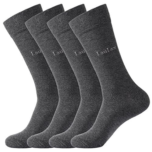 Image of Laulax 4 Pairs Finest Combed Cotton Dress Socks, Gift set, Anthracite/Dark Grey, UK 9-11 / Europe 43-46
