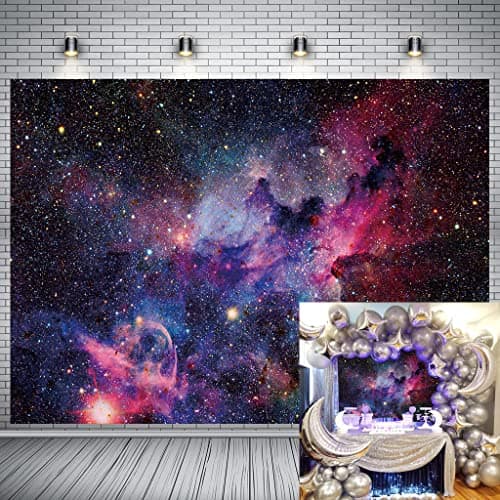 Image of Space Galaxy Nebula Backdrop Universe Sparkling Galactics Starry Sky Milky Way Stars Background for Photography Kid Adult Birthday Party Events Decoration Photo Studio Prop (8X6FT)