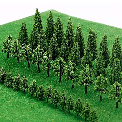 Image of IWILCS 50 Pcs Model Trees Mixed, Model Tree Diorama Tree, Mixed Model Trees, Miniature Landscape Trees for DIY Train Railways Scenery Landscape