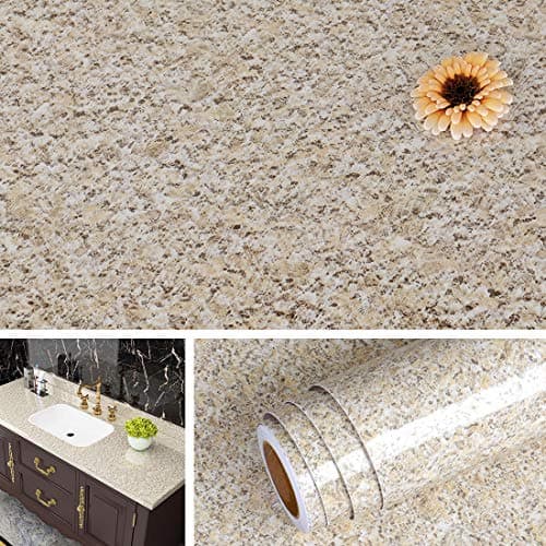 Image of Livelynine Granite Wallpaper Kitchen Worktop Covering Vinyl Self Adhesive Marble Effect Vinyl Wrap for Kitchen Worktop Vinyl Covering Granite Contact Paper for Kitchen Countertops Laminate 40CMX2M