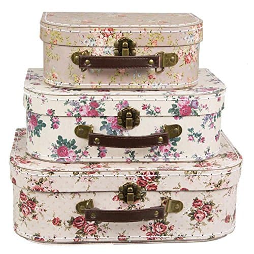 Image of Sass & Belle Set of 3 Retro Vintage Storage Suitcases - Retro Vintage Rose Floral