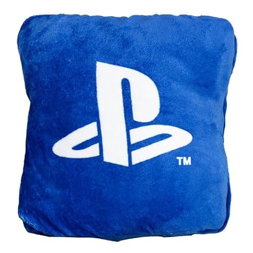 Image of PlayStation 2-in-1 Cushion Blanket - Officially Licensed Sony Travel Blanket, Foldable Soft Fluffy Throw, Compact Design for Gaming Room or Bedroom Decor, Great for Travelling 120cm x 150cm| Paladone