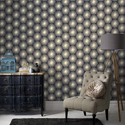 Image of Graham & Brown Sublime Fire Circle Blue Wallpaper