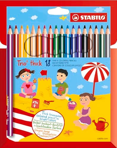 Image of STABILO Trio thick - Triangular Colouring Pencil - Pack of 18 - Assorted Colours