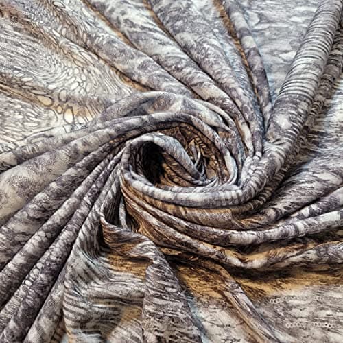 Image of Soft Printed Cotton Jersey Stretch Knit T Shirt Baby Grow Craft Fabric Material 58'' - 150 cm Wide Sold As 1 Meter Pre - Cut Lengths (Grey Snake Skin) (LPSTRIPES)