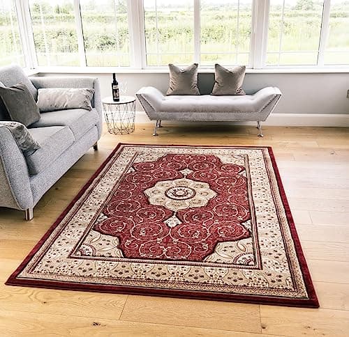 Image of CLASSIC TRADITIONAL VINTAGE RUG RUNNERS FLORAL PERSIAN STYLE RUGS (Red, 80x150cm)