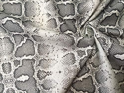 Image of Grey Snake Skin Fabric Snakeskin Digital Animal Print Cotton Material - Curtains, Decor, Dress, Furnishing - Grey & Cream Stripes - 140cm Wide (2 METRES)