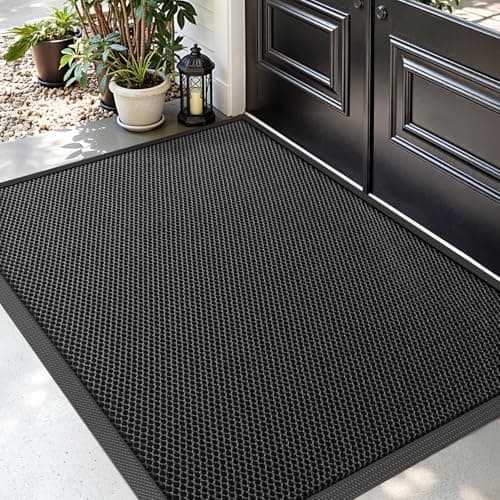 Image of DEXI Door Mat 90 x 150 cm, Non-slip Dirt Trapper Doormats Outside, Quick-Dry & Heavy-Duty Outdoor Floor Mats for Entrance, Patio, Garden, Black