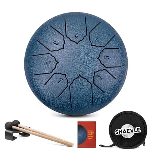 Image of Shaevle Steel Tongue Drum 6 Inches 8 Notes Calm Drums, C Key Rain Drum Portable Handpan Drums, Chakra Percussion Instrument with Mallets, Drum Bag, Music Book