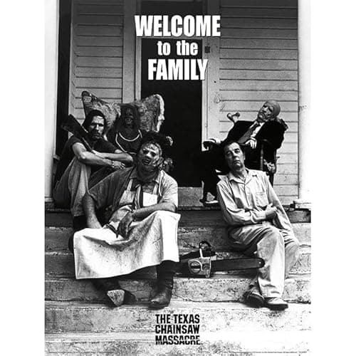 Image of The Texas Chainsaw Massacre Welcome To The Family Print Black/White 40cm x 30cm