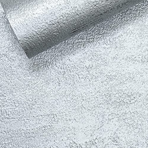 Image of SOPHIE LAURENCE Metallic Silver Industrial Textured Effect Distressed Wallpaper (Plain Metallic Silver Texture)