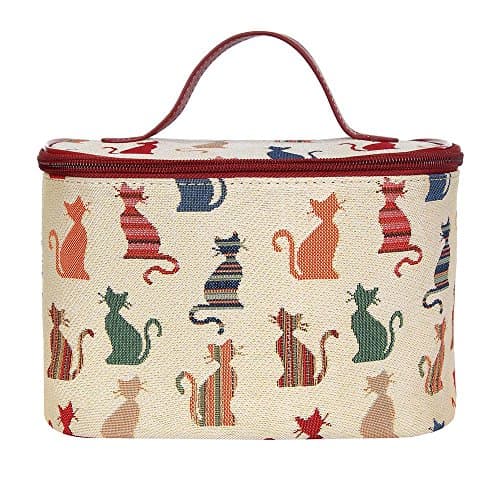Image of Signare Tapestry Women Toiletry Make-Up Bag Cheeky Cat (TOIL-CHEKY)(Size: Small)