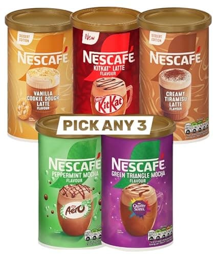 Image of NESCAFÉ Instant Coffee Tins PICK ANY 3 from 5+ Different Flavours - Aero Peppermint Mocha, Green Triangle Mocha, KitKat, Creamy Tiramisu, Vanilla Cookie Dough Latte