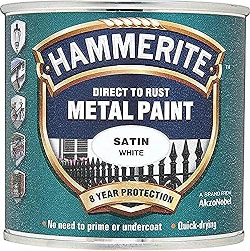 Image of Hammerite 5092886 Direct to Rust Metal Paint with Satin Finish, 750ml, White