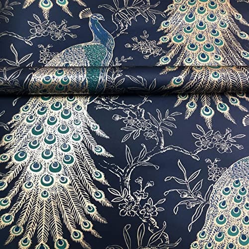 Image of Rasch Wallpaper Peacock Navy 282992 Blue Wall Paper 282992