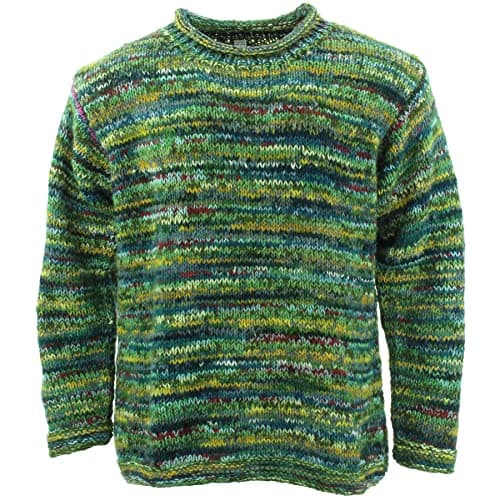 Image of Loud Jumpers Chunky Wool Knit Space Dye Jumper - Green Mix - S