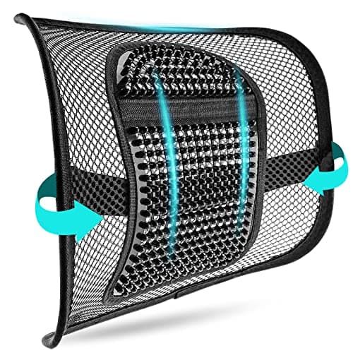 Image of m zimoon Mesh Back Support, Mesh Lumbar Support Cushion Air Flow Chair Back Support with Elastic Strap Back Rest for Home Office Chair Car Seat Back Pain Relief