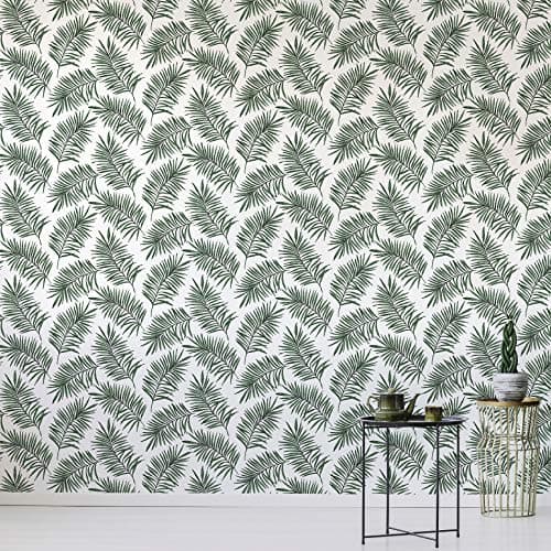 Image of Superfresco Easy Scandi Leaf White & Green Forest Wallpaper