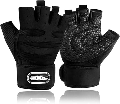 Image of HCFGS Weight Lifting Gloves, Gym Gloves for Workout, Exercise Cycling, Training, Breathable and Snug fit, with 30CM Wrist Wrap Support, for Men and Women (L)