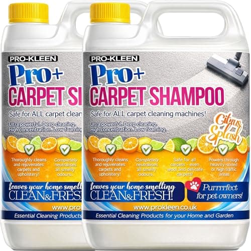 Image of Pro-Kleen Pro+ Carpet and Upholstery Cleaning Solution – 4 in 1 Concentrate Carpet Shampoo – Suitable for all Machines 2 x 5L (Citrus Splash)