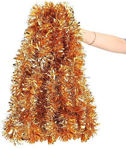 Image of LOKIPA Christmas Tinsel Garlands, 10M Copper Xmas Metallic Chunky Tinsel Garland Decoration for Christmas Tree Decorations