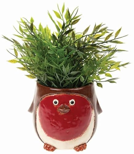 Image of Shudehill Giftware Village Pottery Robin Indoor Red Planter Medium