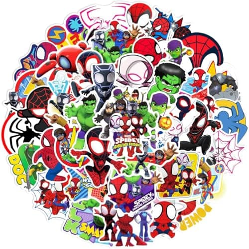 Image of 50pcs SpiderM_an and His Amazing Friends Stickers for Water Bottles Superhero Stickers Waterproof Vinyl Stickers Theme Party Supplies