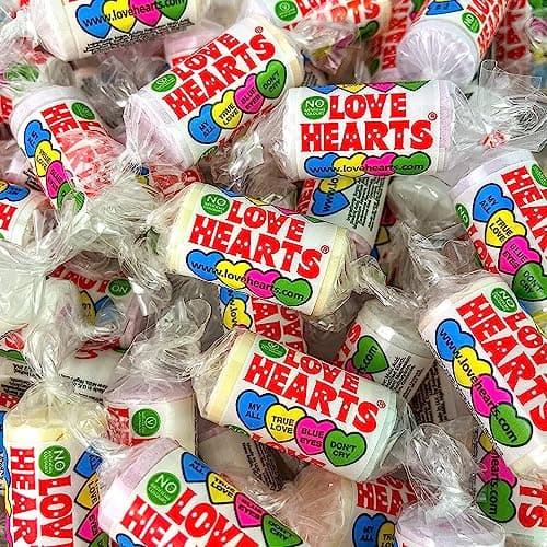 Image of 50 Mini Love Heart Sweets Valentines Sweets Wedding Heart Sweet Rolls Sweet Treat Gifting Co.
