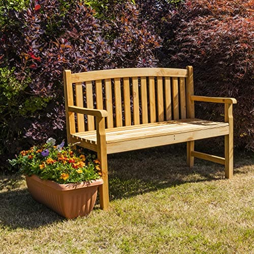 Image of Woodside Outdoor Wooden 2 Seater Bench Garden Patio Furniture