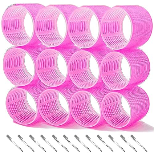 Image of 24 Pcs Hair Rollers Set, Hair Curlers With 12 Pcs 64MM Self Grip Jumbo Hair Rollers & 12Pcs Duckbill Clip, Salon DIY Hairdressing Curlers Hair Curlers Rollers Tools for Long Medium Short Hair