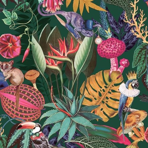Image of World of Wallpaper Wonderland Tropical Animal Wallpaper (Emerald Green)