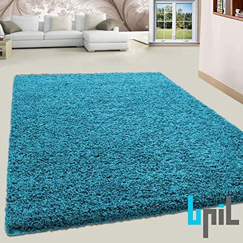Image of BPIL SHAGGY RUGS SOFT PLAIN Thick 5CM TWISTED PILE ANITSKID SMALL MEDIAM LARGE AREA RUGS (TEAL BLUE, 120X170CM)