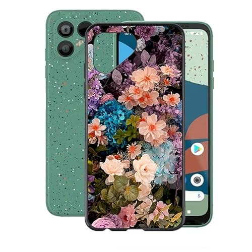 Image of AQGG for Fairphone 4 [6.30"] Case, Soft Silicone Bumper Shell Black Flexible Rubber Phone Protective Cases TPU Cover for Fairphone 4 - Pile of Flowers
