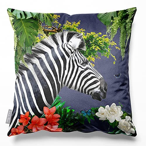 Image of Izabela Peters Cushions With Covers Included, Filled Cushion, Eco-Friendly Velvet Cushions, 45 cm, Zara's Zebra - Graphite, Chair Cushions, Sofa Cushions, Seat Cushions, Large Cushions