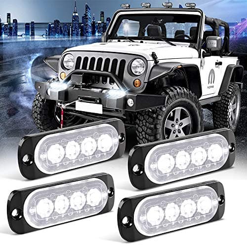 Image of KaiDengZhe 4pcs 4LED White Ultra Thin Sync Feature Car Truck Mount Surface Caution Emergency Beacon Hazard Flash Warning Strobe Light Bar 12-24V
