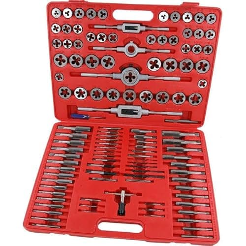 Image of Neilsen CT2139 115pc Tap and Die Set with 48 Taps and Dies - Sizes: 4-40 to 12-24, 1/4-20 to 3/4-16, 0.4 to 18 x 2.5 | NPT, BSP, T Type Wrench | Drills | Screw Pitch Gauges | Screw Extractors