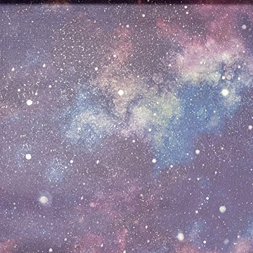 Image of SOPHIE LAURENCE Navy Purple Space Wallpaper - Galaxy Night Sky Planets Glittery Stars Textured - Solid Heavy Duty Designer Thick