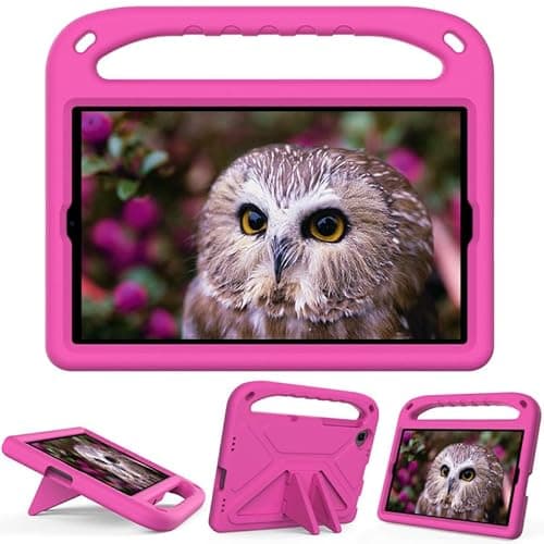 Image of For Samsung Galaxy Tab A 10.1 inch 2019 SM-T510/T515 Tablet Case for Kids Friendly Lightweight Shockproof Cover with Handle Stand Tablet, Rose Red