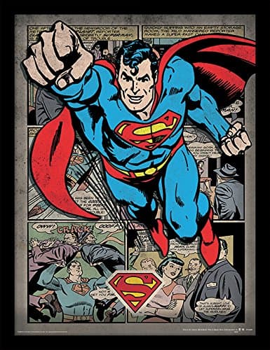 Image of Pyramid International Superman - Comic Montage 30cm x 40cm Framed, Collectors Print - A Stunning Artwork to Enhance Your Collection or Living Space, One Size
