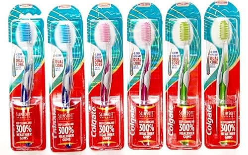 Image of Colgate Adult Slim Soft Advance Manual Toothbrush (Pack Of 6) Ultra Soft Toothbrush (6 Toothbrushes),Multicolour