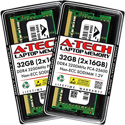 Image of A-Tech 32GB (2x16GB) DDR4 3200MHz SODIMM PC4-25600 Non-ECC Unbuffered CL22 1.2V 260-Pin SO-DIMM Laptop Notebook Computer RAM Memory Upgrade Kit