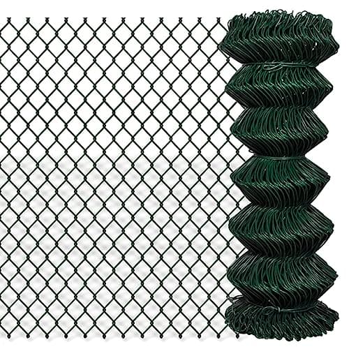 Image of vidaXL Green PVC-Coated Chain Link Fence - 25m Garden/Patio Fencing, 100cm Height, UV Steel Mesh Barrier