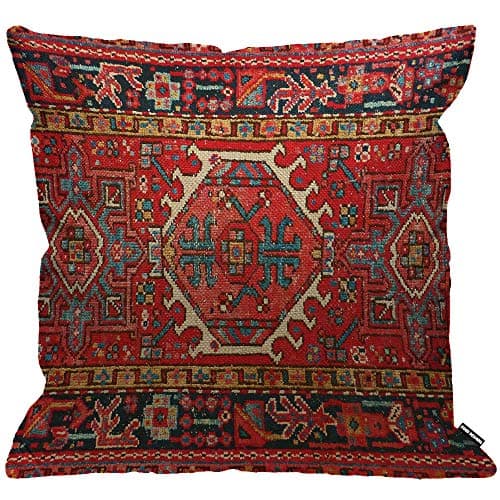 Image of HGOD Designs Turkish Antique Red Oriental Pattern Cushion Cover Decorative Cushion Cover for Men/Women for Living Room Bedroom Sofa Chair 45 x 45 cm