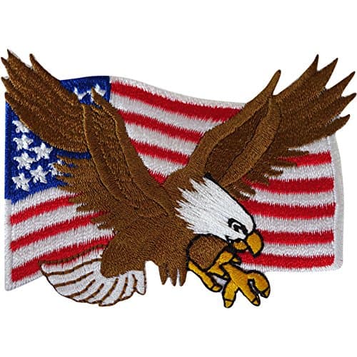 Image of USA Flag Patch Iron Sew On American United States of America Eagle Biker Badge
