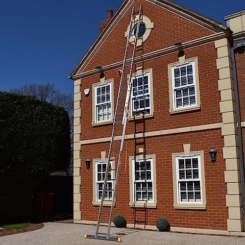 Image of Trade Master Pro® 2 Section Extension Ladder | Auto Locking Clips | Aluminium | Anti Slip Stabiliser bar | 150kg Weight Rating | EN131 Pro Certified | Size: 7.96m