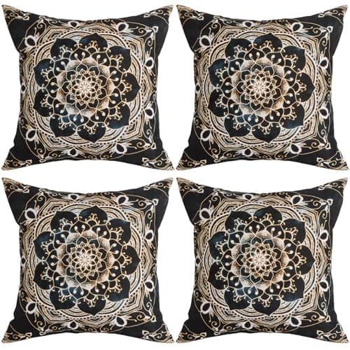 Image of Traziewell Cushion Cover Boho Bohemian Mandala Paisley Decor Abstract Flower Pillow Cover for Home Livingroom Couch Bed Sofa Decorate 18"x18" 45x45cm 2118